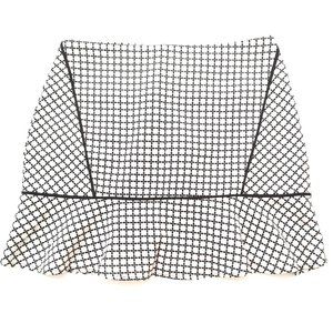 Black and White Mini Skirt Ruffled Hem Lined